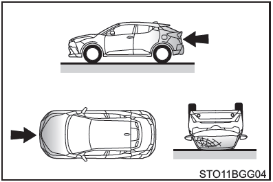 Toyota CH-R. Tipos de colisiones en las que es posible que no se inflen los cojines de aire SRS