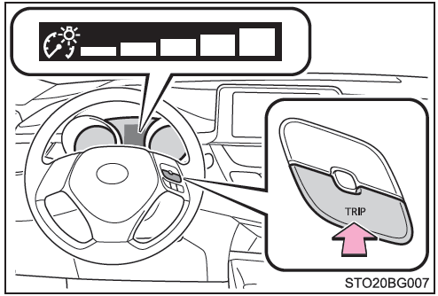 Toyota CH-R. Control de la luz del conjunto de instrumentos (pantalla monocromática)