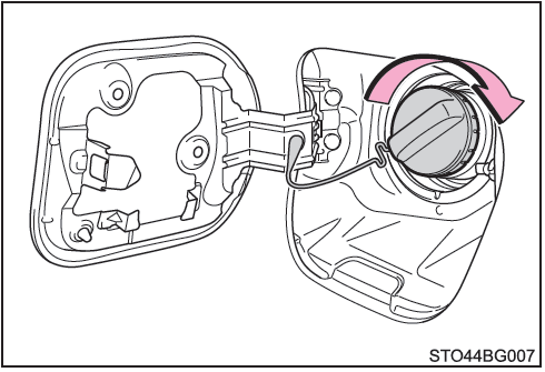 Toyota CH-R. Cierre de la tapa del depósito de combustible
