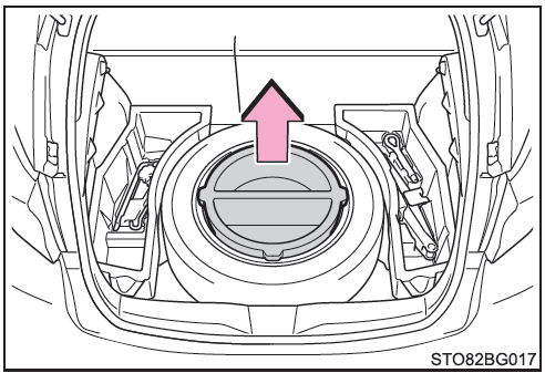 Toyota CH-R. Extracción del neumático de repuesto