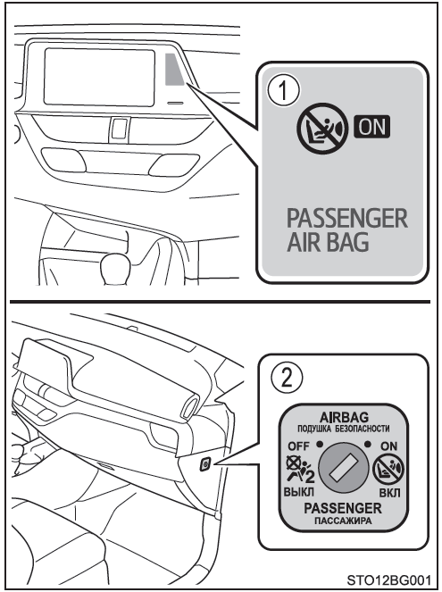 Toyota CH-R. Sistema de activación y desactivación manual del cojín de aire 