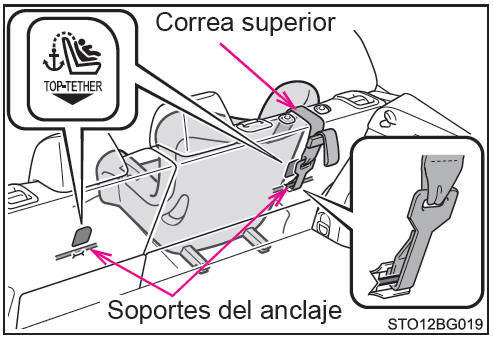 Toyota CH-R. Soportes del anclaje (para la correa superior)